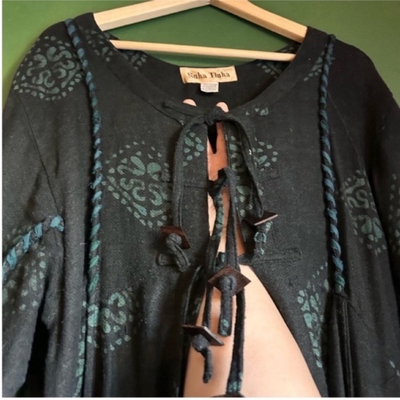 VINTAGE SUKA DUKA INJIRA INDIAN COTTON DUSTER DRESS - Picture 10 of 12